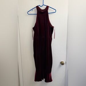 Superfoxx Elegant Burgundy Red Velvet XL Halter Dress